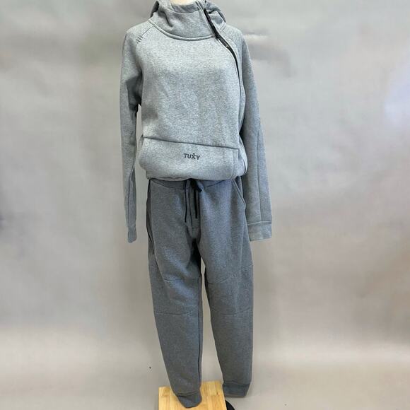 Tuxy Suit Men's Gray/Black Jumpsuit One Piece Hoodie Sweatsuit Size Large - Picture 4 of 16